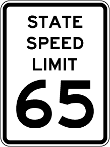 State Speed Limit 65 Sign