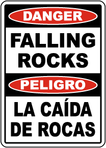 Bilingual Falling Rocks Sign