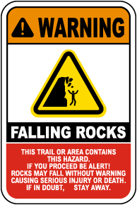 Warning Falling Rocks Area Hazard Sign