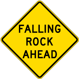 Falling Rock Ahead Sign 