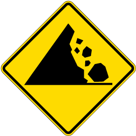 Falling Rocks Symbol (From Left) Sign