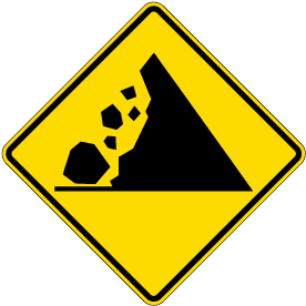 Falling Rocks Symbol (From Right) Sign