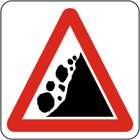 Rock Fall (From Right) Warning Symbol Sign 