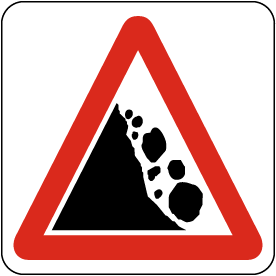 Rock Fall (From Left) Warning Symbol Sign 