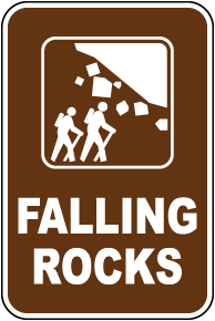 Falling Rocks On Person Sign
