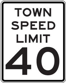 Town Speed Limit 40 MPH Sign