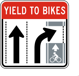 Yield To Bikes Directional Sign