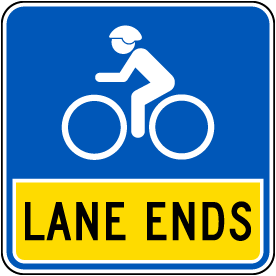 Lane Ends Bike Sign