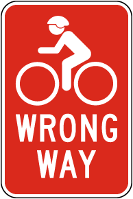 Wrong Way Bike Sign