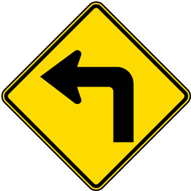 Left Turn Ahead Sign
