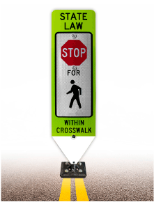 Stop For Pedestrians In-Street Sign with Fixed Base