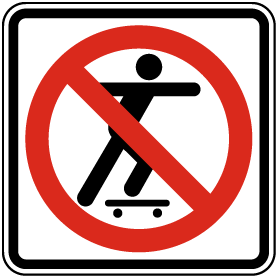 PGEN0017 Prohibition,Health and Safety,Warning,Sticker No Skateboarding Sign 
