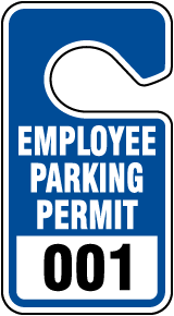 Blue Employee Parking Permit Tag