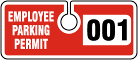 Red Employee Parking Permit Tag