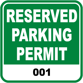 Green Reserved Parking Permit Sticker