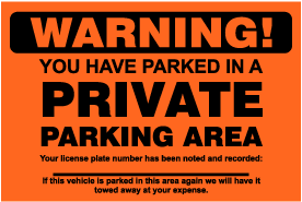 Private Parking Area Violation Sticker