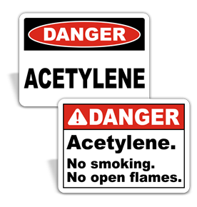 Acetylene Safety Signs