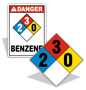 NFPA 704 Benzene Signs