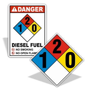 NFPA 704 Diesel Fuel Signs