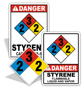 NFPA 704 Styrene Signs