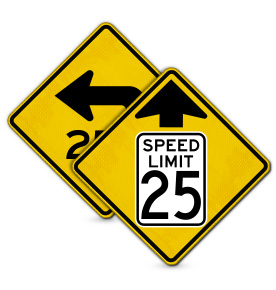 Speed Reduction Warning Signs