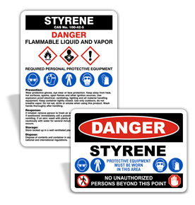 Styrene PPE Signs