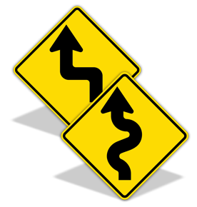 Turn and Curve Warning Signs