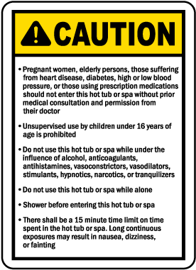New Jersey Spa Caution Sign