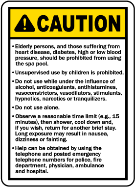 New York Spa Caution Sign