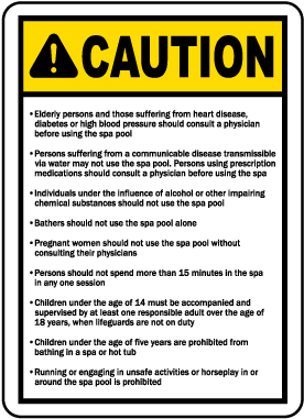 Utah Spa Rules and Warnings Sign