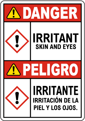 Bilingual Danger Irritant GHS Sign