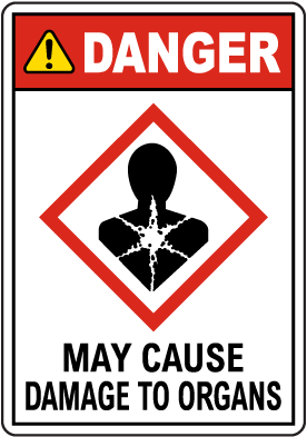 Danger May Cause Damage To Organs GHS Sign