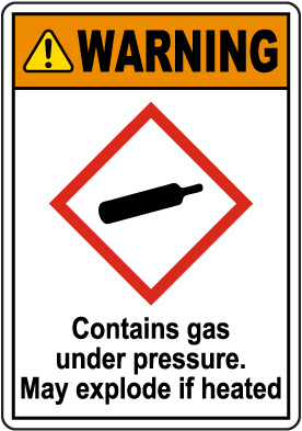 Warning Contains Gas Under Pressure GHS Sign