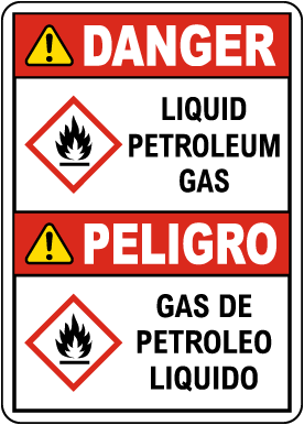 Bilingual Danger Liquid Petroleum Gas GHS Sign