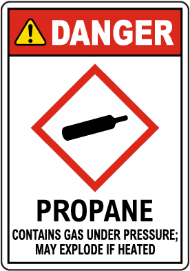 Danger Propane Contains Gas Under Pressure GHS Sign