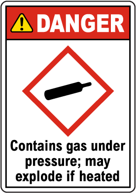 Danger Contains Gas Under Pressure GHS Sign