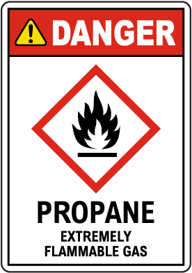 Danger Propane Extremely Flammable Gas GHS Sign