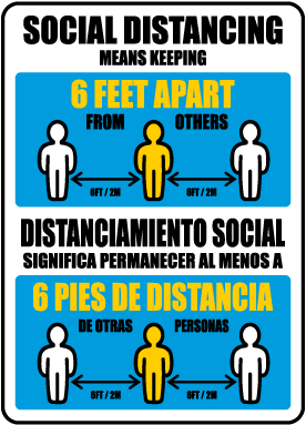 Bilingual Social Distancing Means Keeping 6 Ft Apart Sign