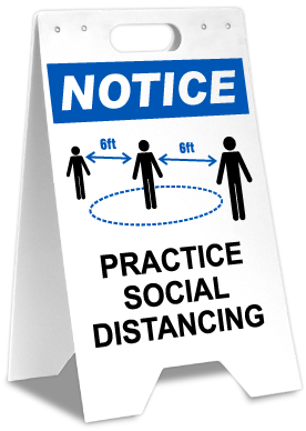 Notice Practice Social Distancing Floor Stand