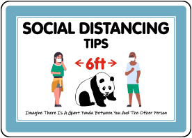 Social Distancing Tips Panda Sign
