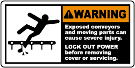 Exposed Conveyors Lock Out Label