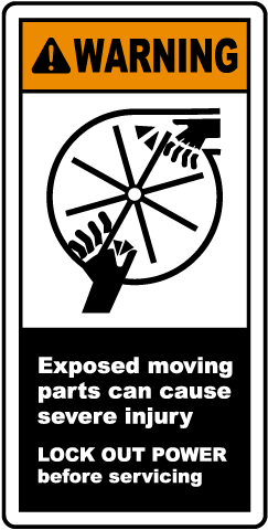 Exposed Moving Parts Lock Out Label