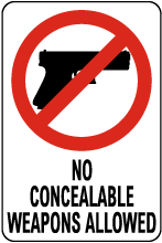 South Carolina No Weapons Sign