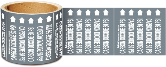 Carbon Dioxide 50 Psi Medical Gas Marker on a Roll