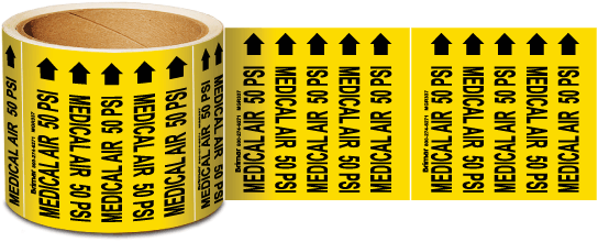 Medical Air 50 Psi Gas Marker on a Roll