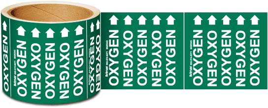 Oxygen Medical Gas Marker on a Roll