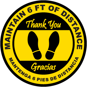 Bilingual Maintain 6 Feet Floor Sign