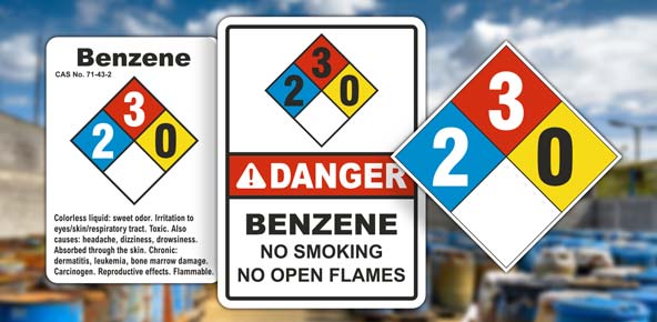 NFPA 704 Benzene Signs