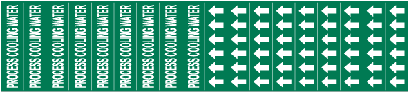 Process Cooling Water Pipe Label on a Card