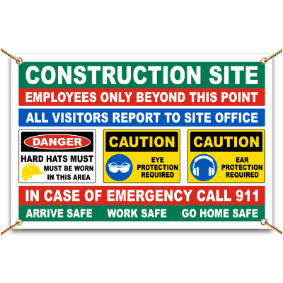 Construction Site Employees Only Banner